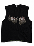 sleeveless Hand cut t shirt " Rabbit Hole"